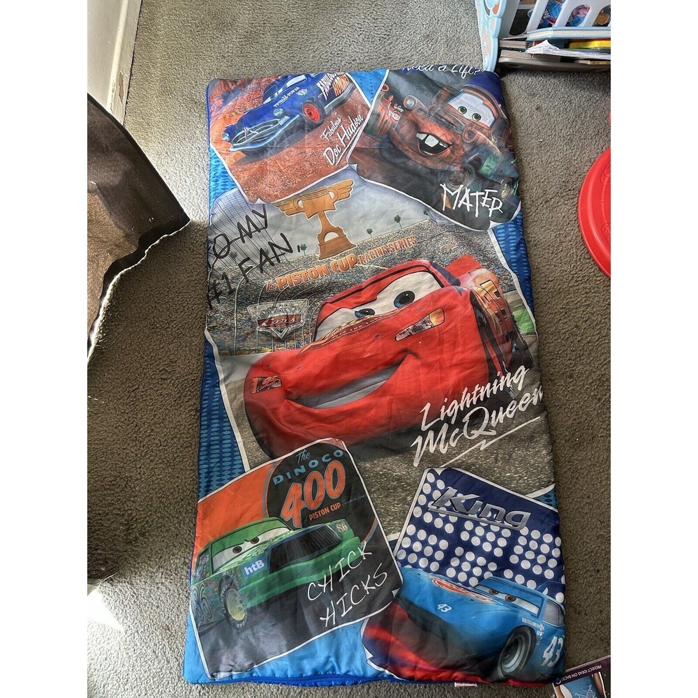 Disney Pixar Cars Sleeping Bag with Case - Kids Zip Up Lightning McQueen - 30x54